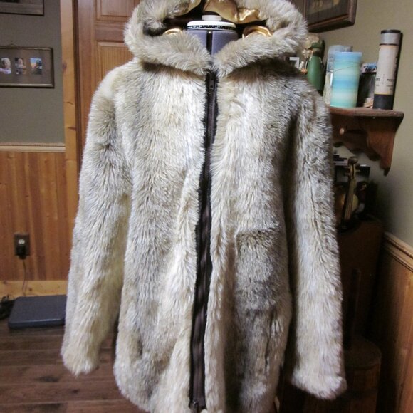 Vtg Lou Nierenberg Original plush faux fur zip hooded Eskimo Parka eu 42 US 12 - Picture 1 of 13